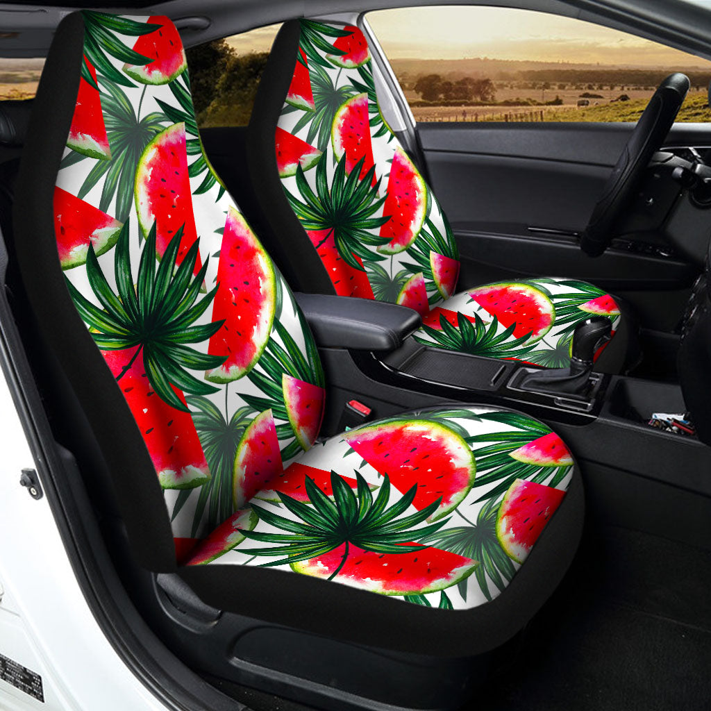 White Palm Leaf Watermelon Pattern Print Universal Fit Car Seat Covers