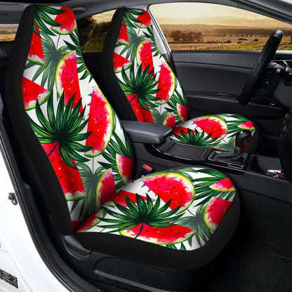 White Palm Leaf Watermelon Pattern Print Universal Fit Car Seat Covers