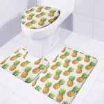 White Pineapple Pattern Print 3 Piece Bath Mat Set