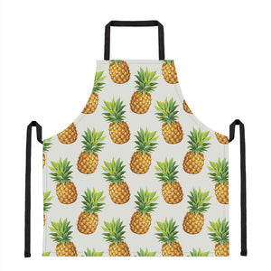 White Pineapple Pattern Print Apron