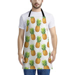 White Pineapple Pattern Print Apron