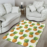 White Pineapple Pattern Print Area Rug GearFrost