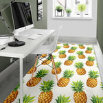 White Pineapple Pattern Print Area Rug GearFrost