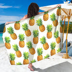 White Pineapple Pattern Print Beach Sarong Wrap