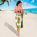 White Pineapple Pattern Print Beach Sarong Wrap