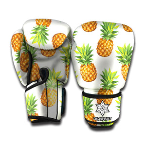 White Pineapple Pattern Print Boxing Gloves