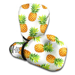 White Pineapple Pattern Print Boxing Gloves