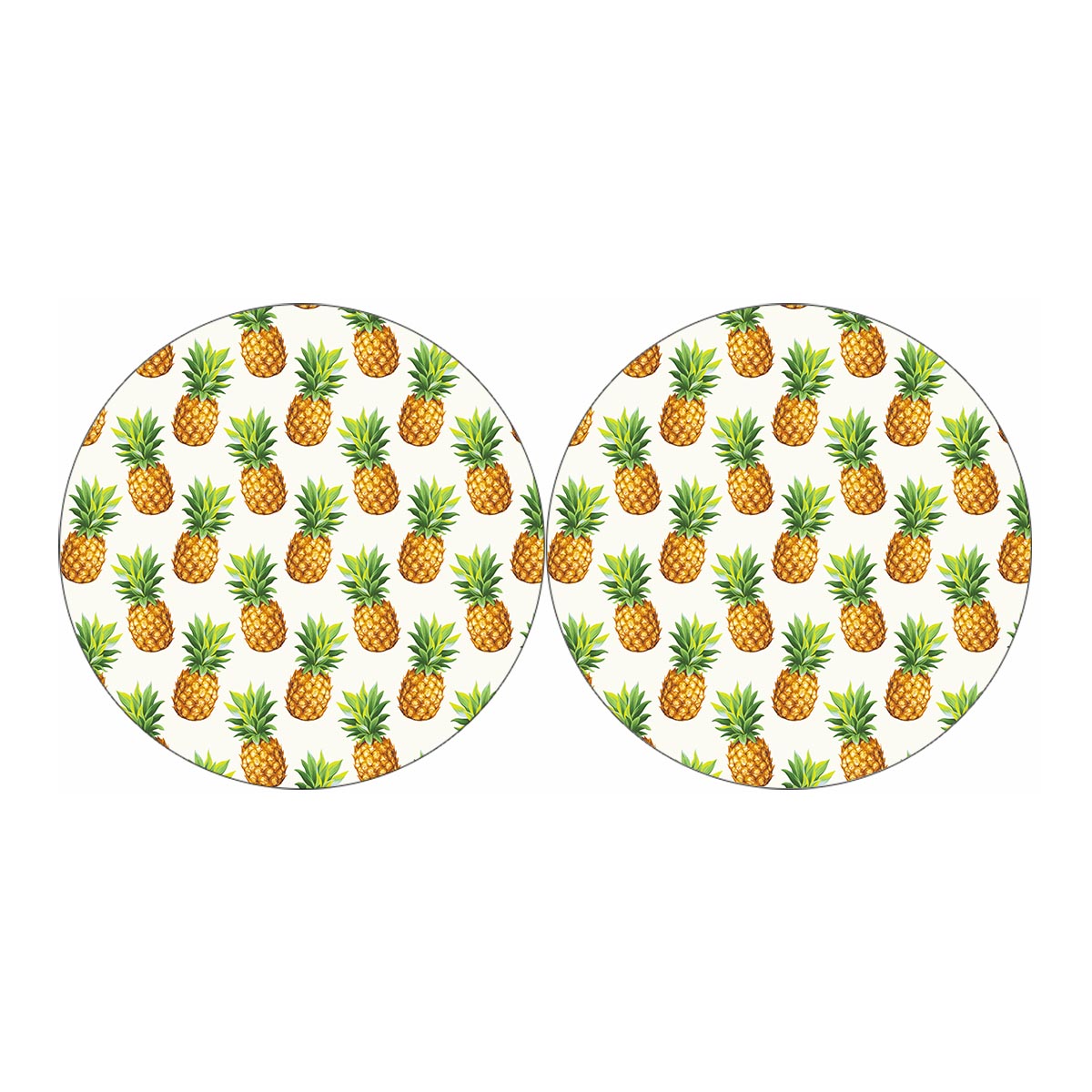 White Pineapple Pattern Print Car Coasters