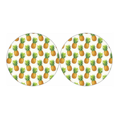 White Pineapple Pattern Print Car Coasters