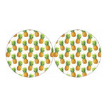 White Pineapple Pattern Print Car Coasters