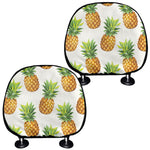 White Pineapple Pattern Print Car Headrest Covers