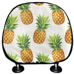 White Pineapple Pattern Print Car Headrest Covers