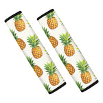 White Pineapple Pattern Print Car Seat Belt Covers