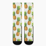 White Pineapple Pattern Print Crew Socks