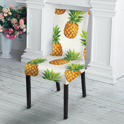 White Pineapple Pattern Print Dining Chair Slipcover