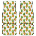 White Pineapple Pattern Print Front and Back Car Floor Mats