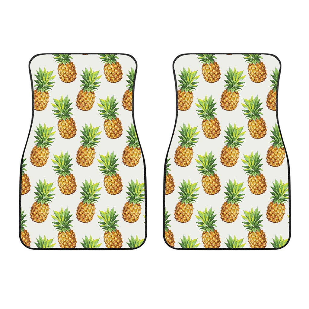 White Pineapple Pattern Print Front Car Floor Mats