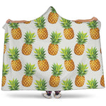 White Pineapple Pattern Print Hooded Blanket