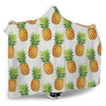 White Pineapple Pattern Print Hooded Blanket