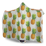 White Pineapple Pattern Print Hooded Blanket