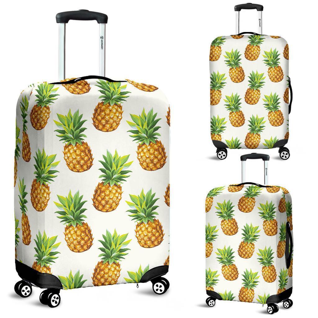 White Pineapple Pattern Print Luggage Cover GearFrost