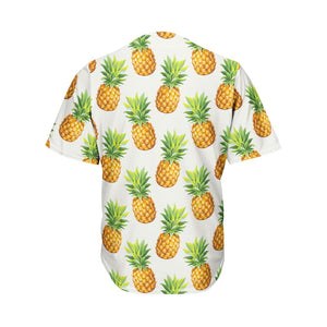 White Pineapple Pattern Print Men's Baseball Jersey