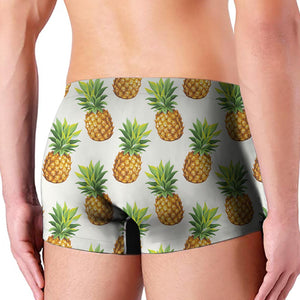 White Pineapple Pattern Print Men's Boxer Briefs