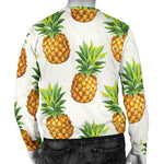 White Pineapple Pattern Print Men's Crewneck Sweatshirt GearFrost