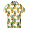 White Pineapple Pattern Print Men's Short Sleeve Shirt