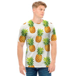 White Pineapple Pattern Print Men's T-Shirt