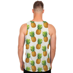 White Pineapple Pattern Print Men's Tank Top