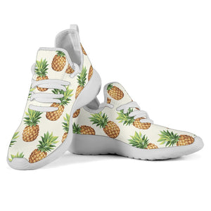 White Pineapple Pattern Print Mesh Knit Shoes GearFrost