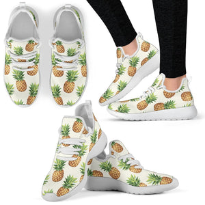 White Pineapple Pattern Print Mesh Knit Shoes GearFrost