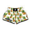 White Pineapple Pattern Print Muay Thai Boxing Shorts