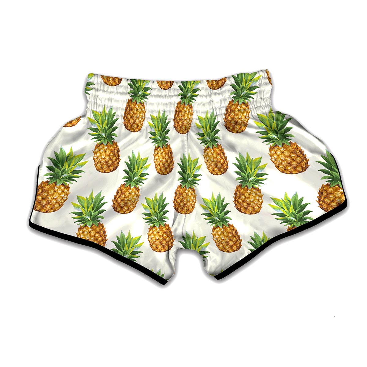 White Pineapple Pattern Print Muay Thai Boxing Shorts