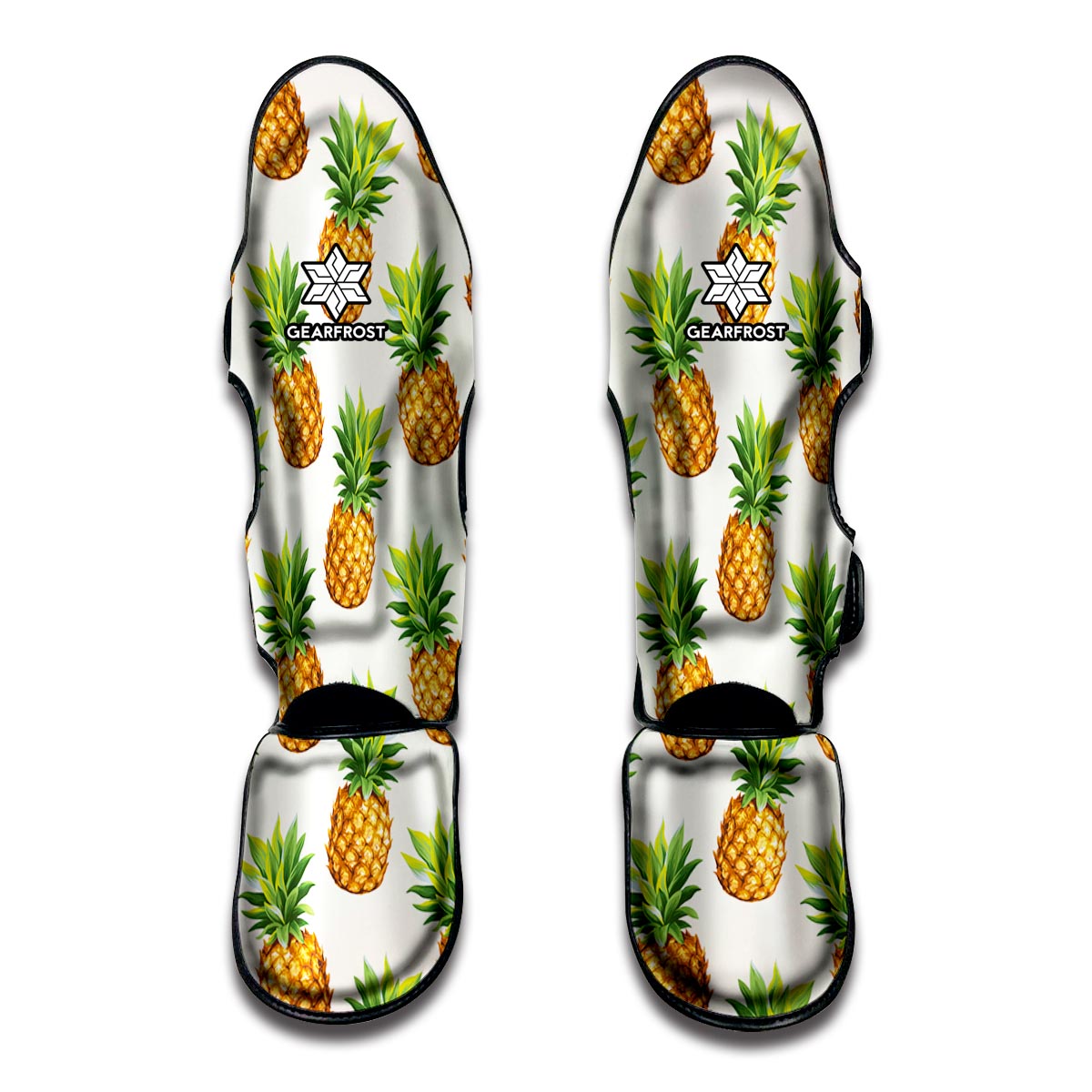 White Pineapple Pattern Print Muay Thai Shin Guard