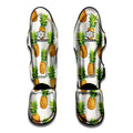 White Pineapple Pattern Print Muay Thai Shin Guards
