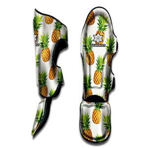 White Pineapple Pattern Print Muay Thai Shin Guard