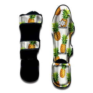 White Pineapple Pattern Print Muay Thai Shin Guard