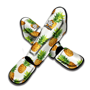 White Pineapple Pattern Print Muay Thai Shin Guard