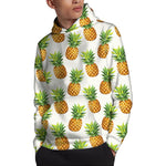 White Pineapple Pattern Print Pullover Hoodie