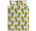 White Pineapple Pattern Print Quilt Bed Set