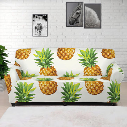 White Pineapple Pattern Print Sofa Cover