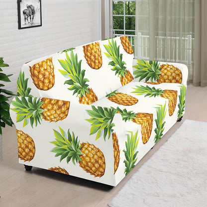 White Pineapple Pattern Print Sofa Cover