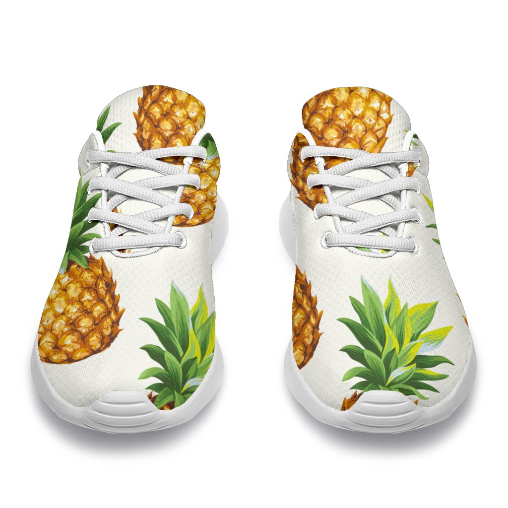 White Pineapple Pattern Print Sport Shoes GearFrost