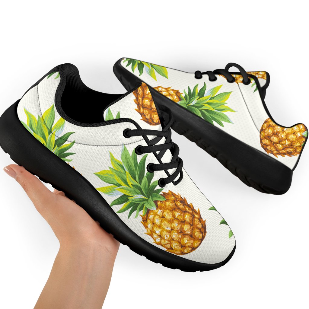 White Pineapple Pattern Print Sport Shoes GearFrost