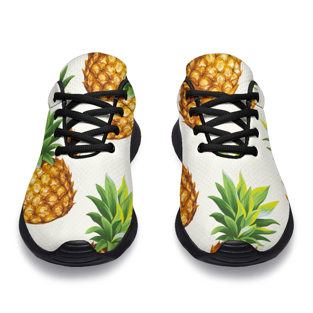 White Pineapple Pattern Print Sport Shoes GearFrost