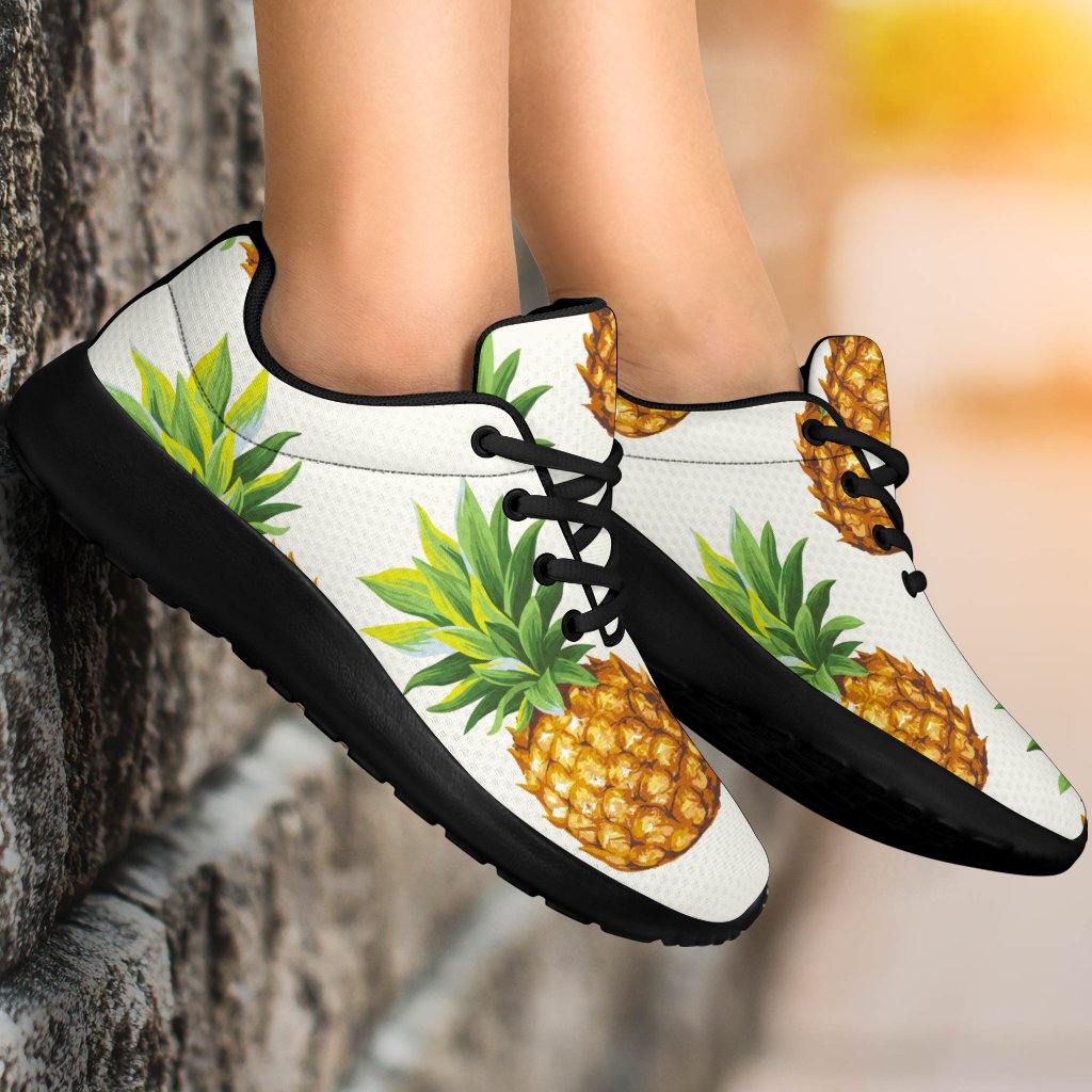 White Pineapple Pattern Print Sport Shoes GearFrost