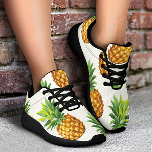 White Pineapple Pattern Print Sport Shoes GearFrost