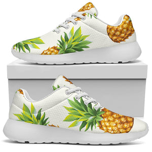 White Pineapple Pattern Print Sport Shoes GearFrost